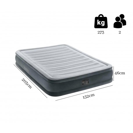 MATERAC DMUCHANY DWUOSOBOWY  Z POMPKĄ 152x203x46cm INTEX  64414