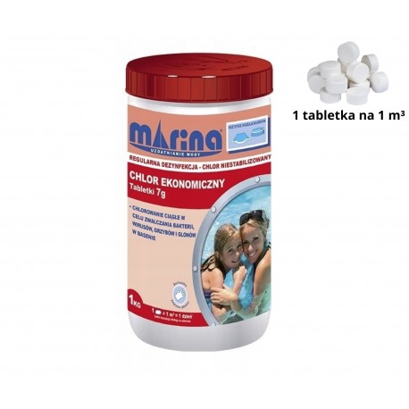 Chlor ekonomiczny Marina w tabletkach 7g - 1kg