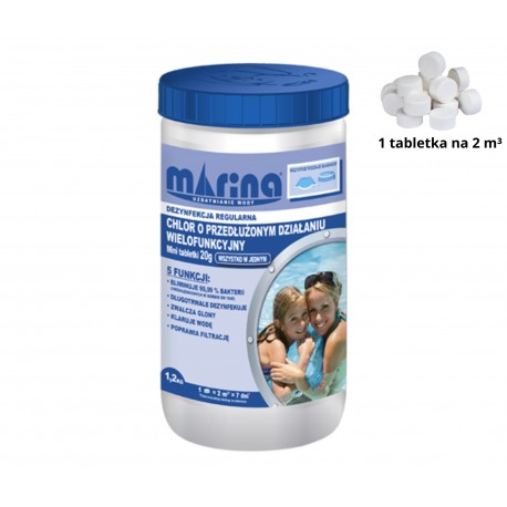 Marina Chlor do basenu o przedłużonym działaniu Tabletki 20g 1.2 kg