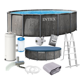 Basen ogrodowy stelażowy 457x122 szary INTEX 26742